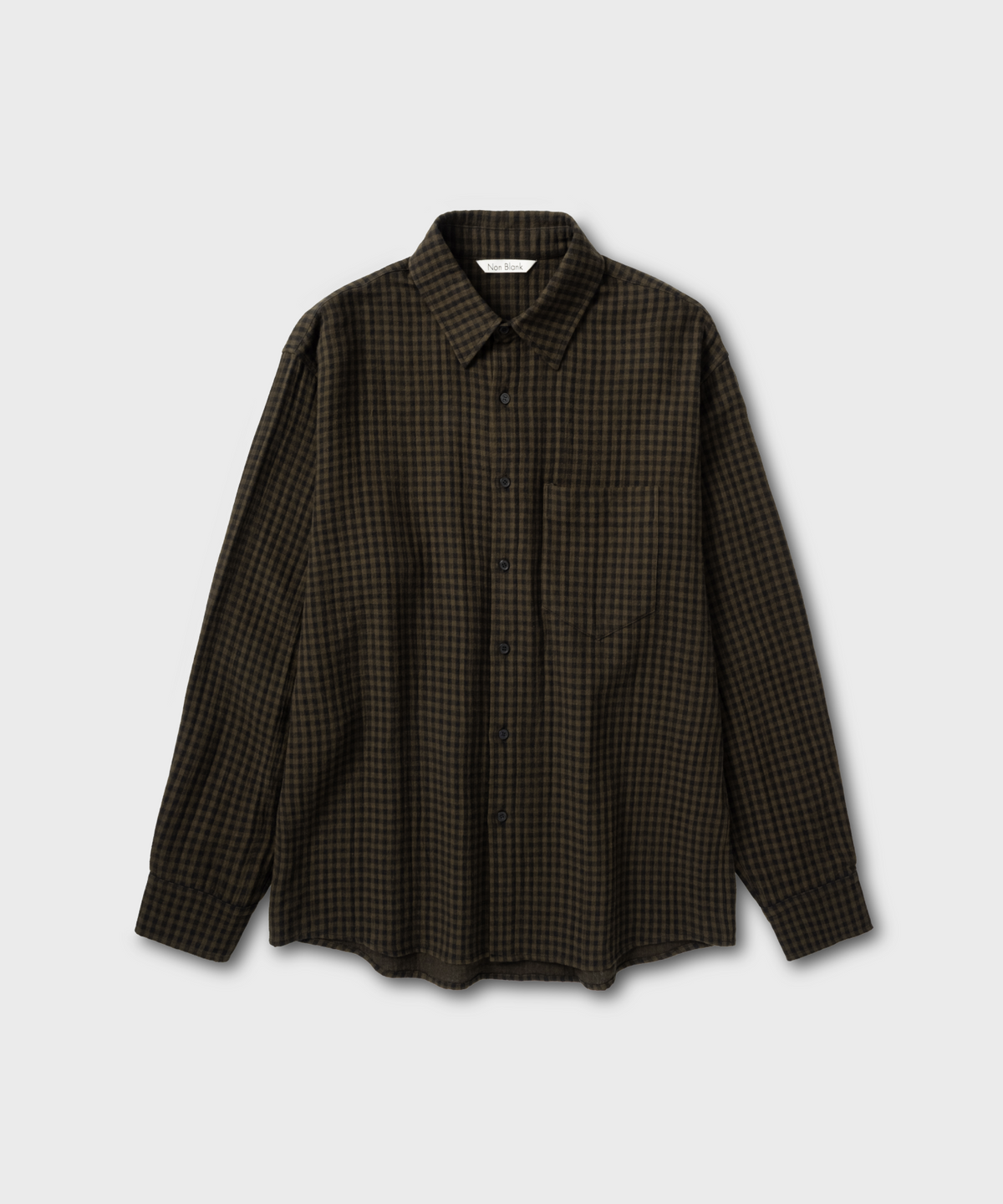 넌블랭크(NONBLANK) 깅엄 체크 셔츠_KHAKI