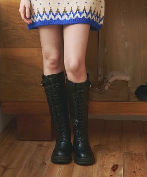 플랫폼 레이스업 롱 워커 부츠 EBAL157760