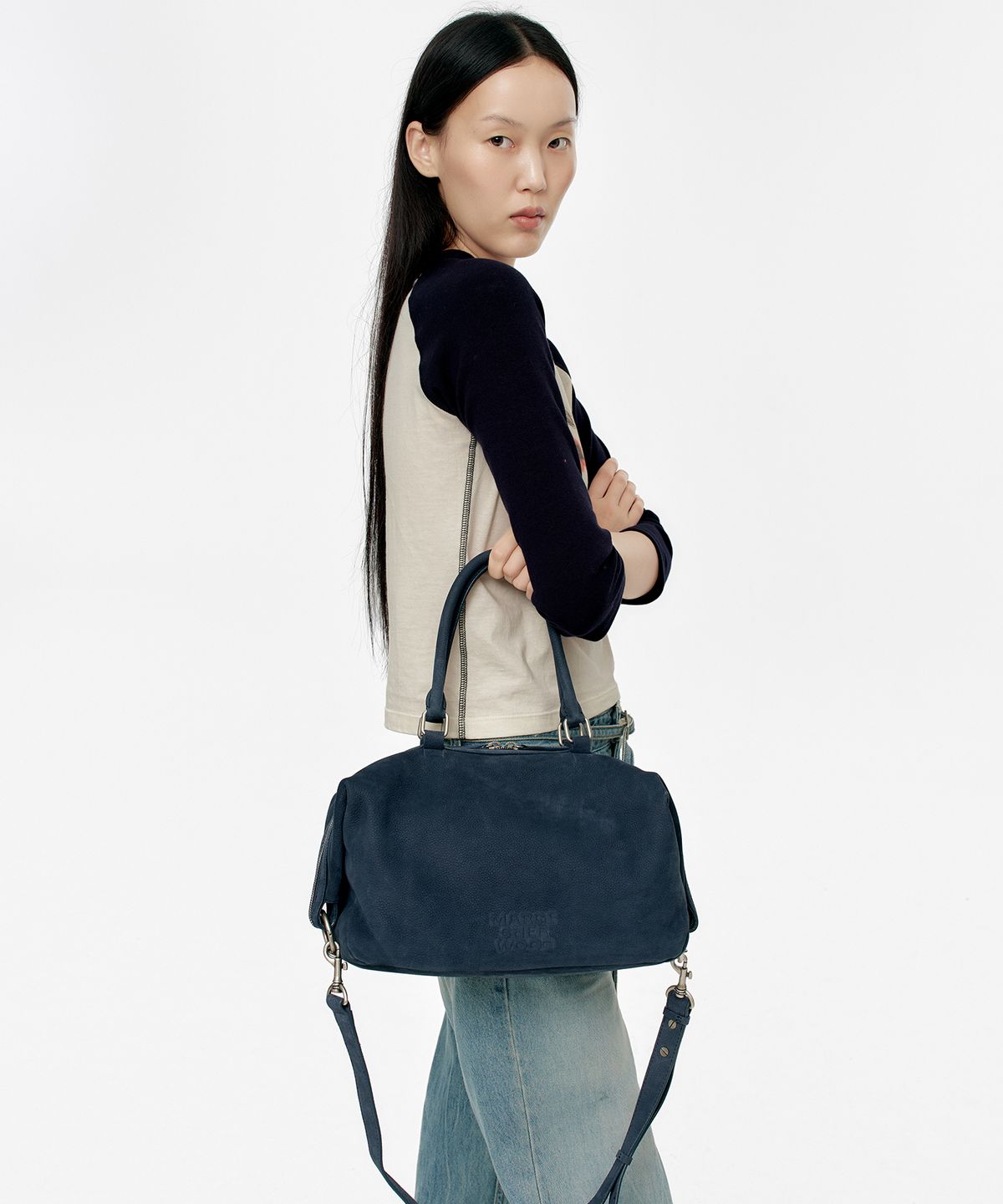 마지셔우드(MARGESHERWOOD) DUMPLING TOTE_indigo nubuck