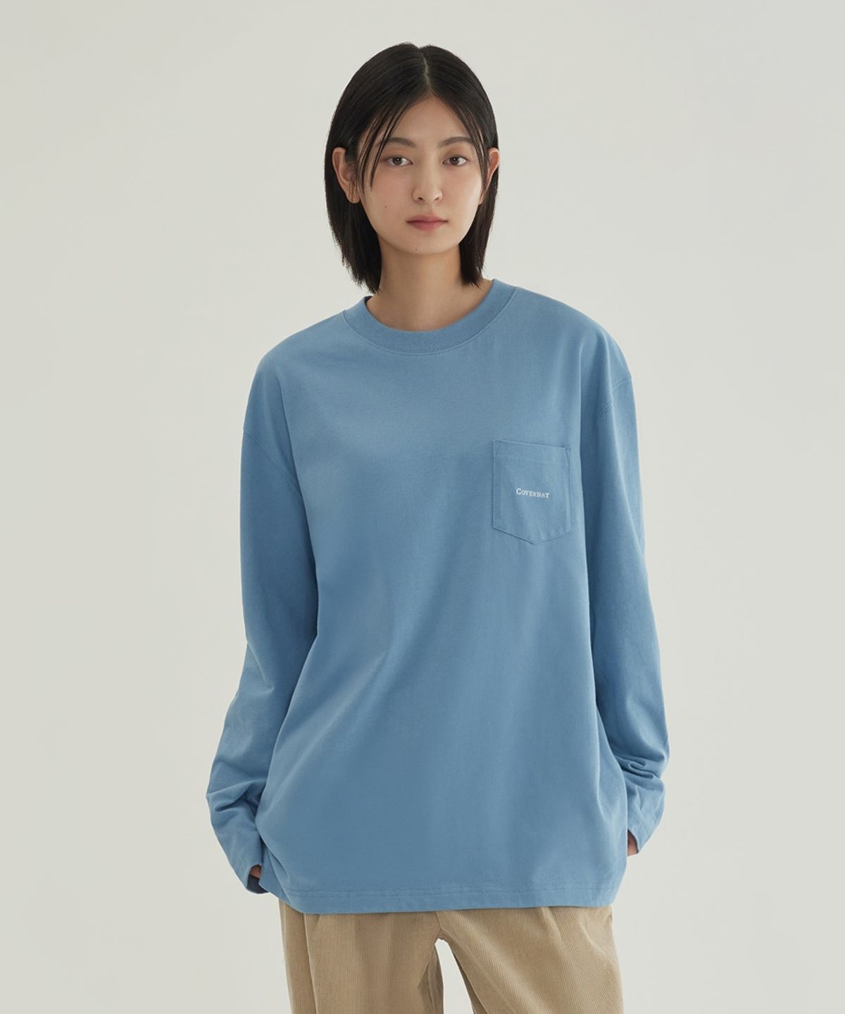 커버낫(COVERNAT) 베이직 포켓 롱슬리브 Dusty Blue