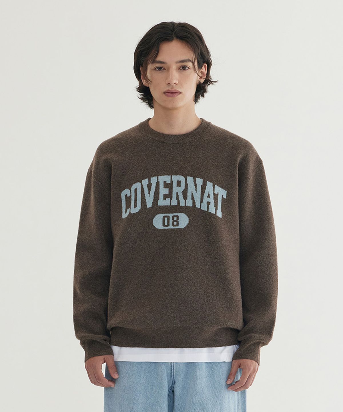 커버낫(COVERNAT) 센터 아치로고 니트 Brown