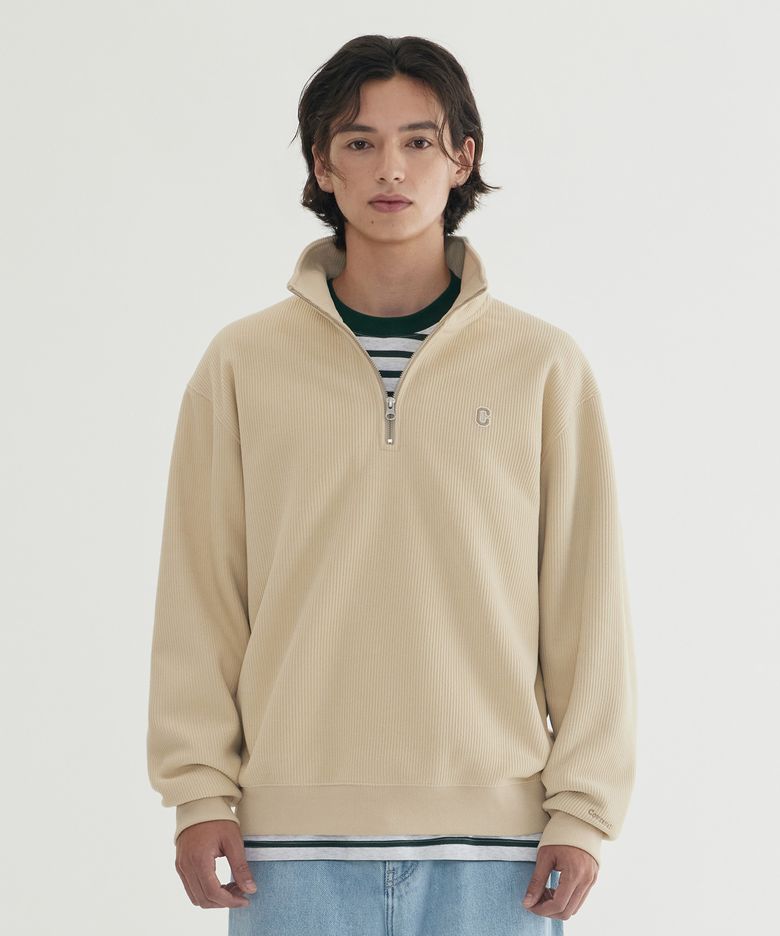 스몰 C 로고 코듀로이 하프집업 Butter