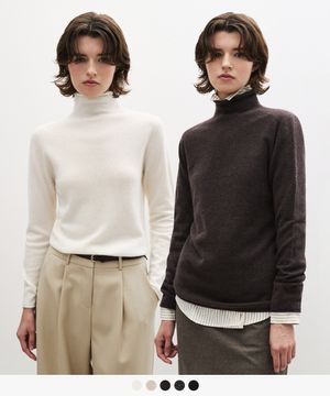 [보라끌레르X수아레](우먼)캐시미어 100 홀가먼트 터틀넥 니트 - 5 COLOR
