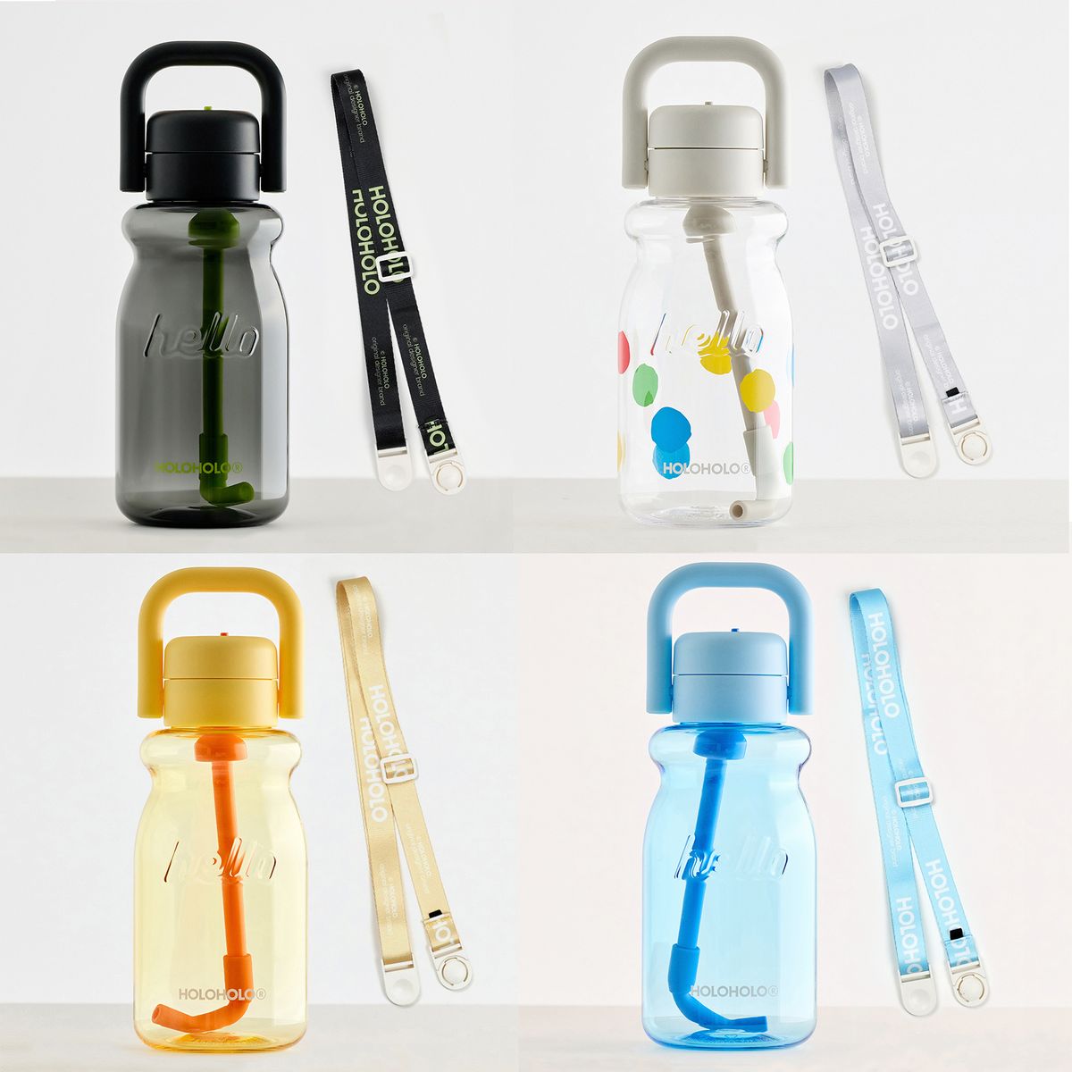 홀로홀로(HOLOHOLO) 원터치 트라이탄 밀크보틀 630ml+어깨스트랩 (4color)