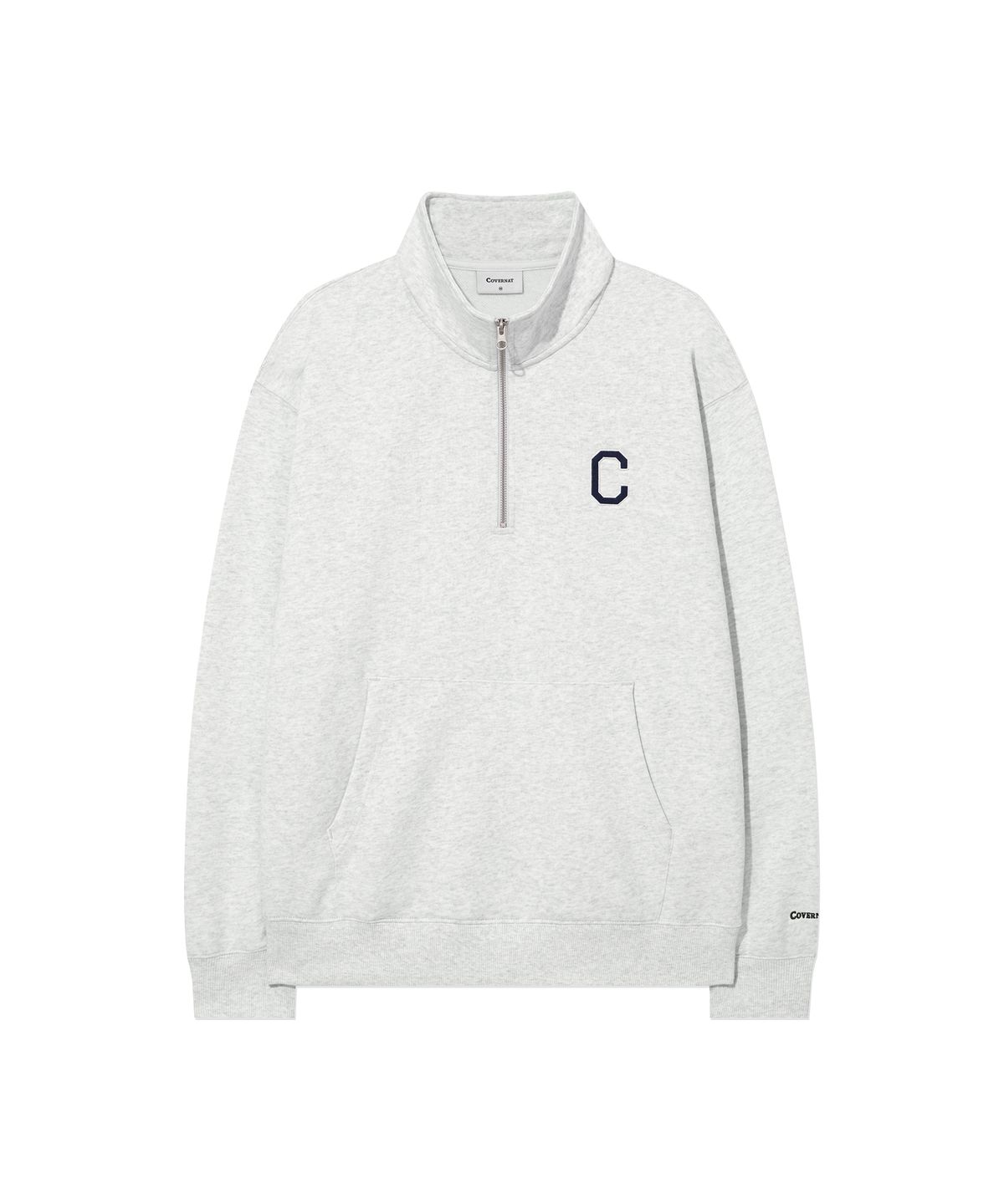 커버낫(COVERNAT) C로고 하프집업 맨투맨 Heather Gray
