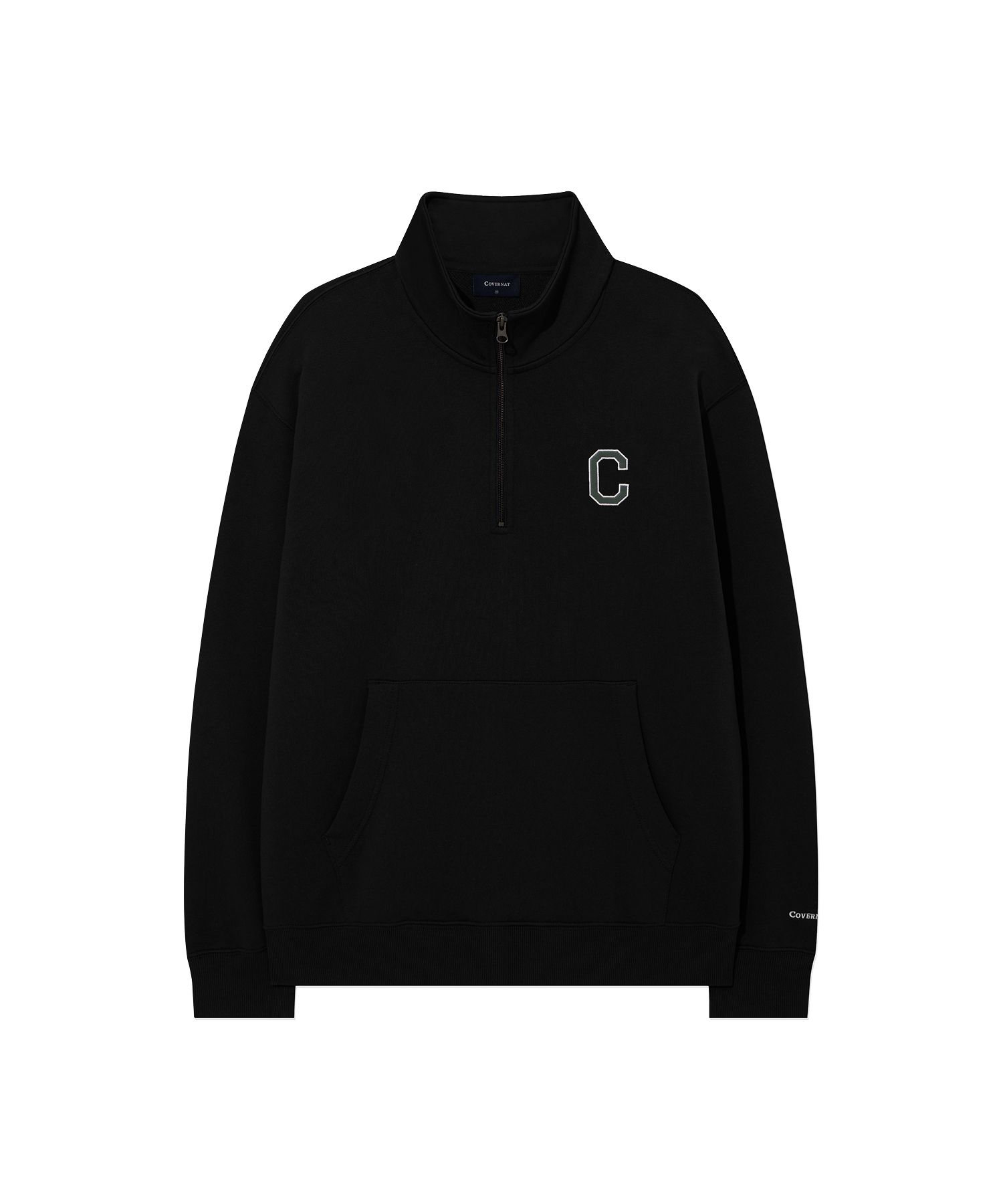 MUSINSA公式 | COVERNAT Cロゴハーフジップスウェット ブラック