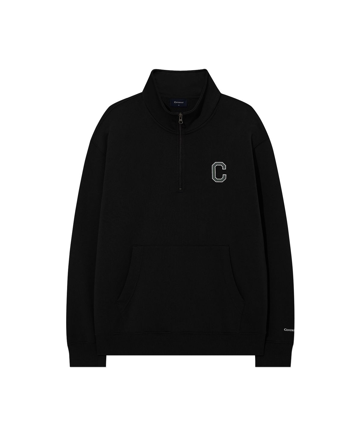 커버낫(COVERNAT) C로고 하프집업 맨투맨 Black