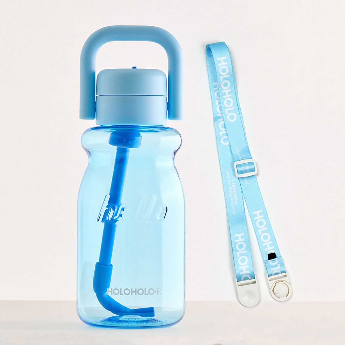 홀로홀로(HOLOHOLO) 원터치 트라이탄 밀크보틀 630ml+어깨스트랩 세트 블루