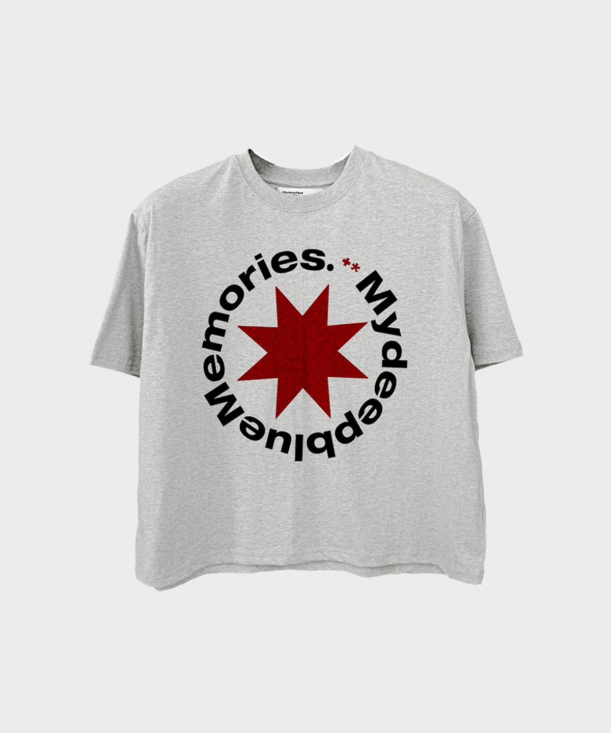마이딥블루메모리즈(MY DEEP BLUE MEMORIES) (M)ROUND LOGO CROP T-SHIRTS (GREY)