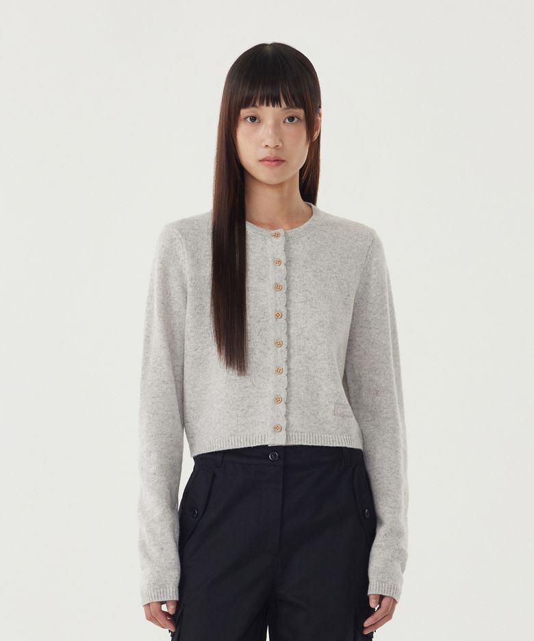 우먼 울 블렌드 크롭 가디건 Heather Gray