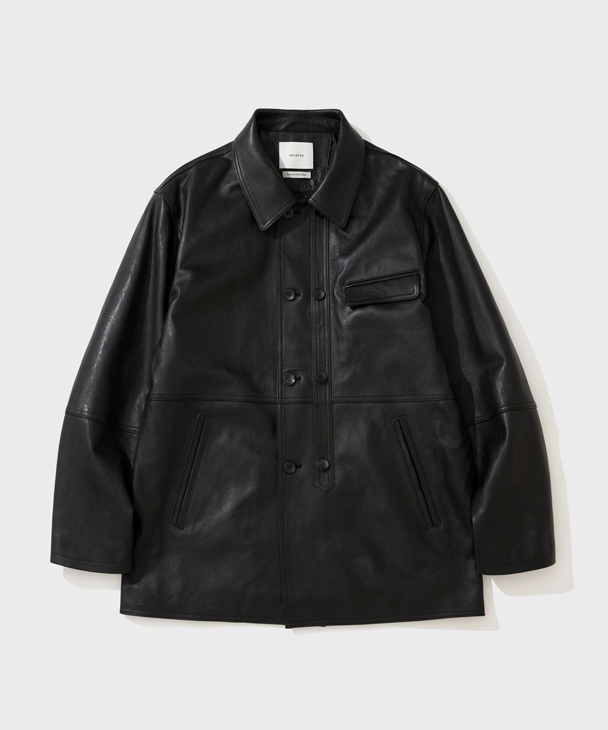 셔터(SHIRTER) LC LEATHER CAR COAT (BLACK)