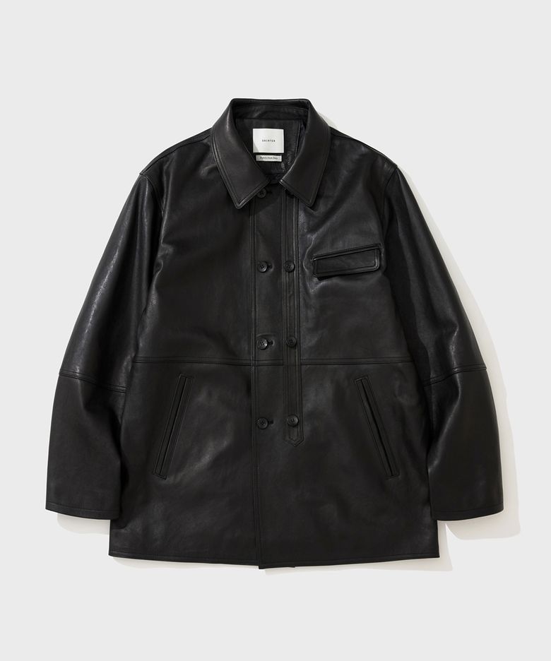 LC LEATHER CAR COAT (BLACK)