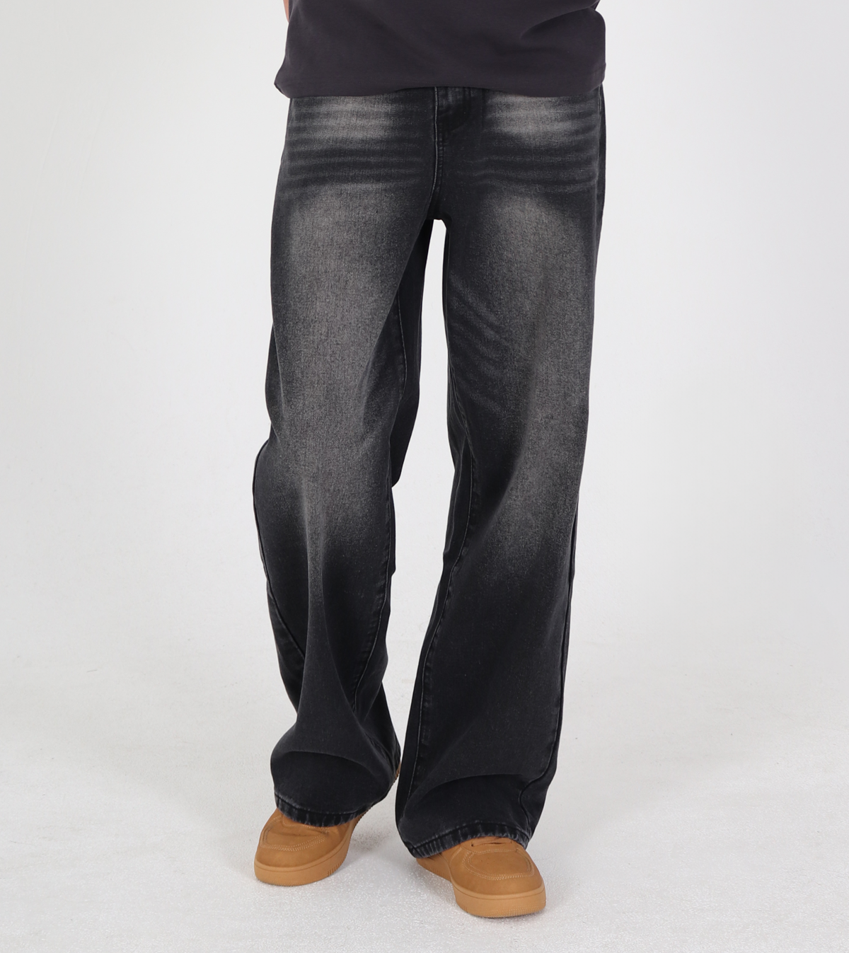 ★MUSINSA STANDARD★ Side brush wide denim pants yellow dark MUSINSA | LEMAIN SECOND Vintage cat-washed wide denim pants