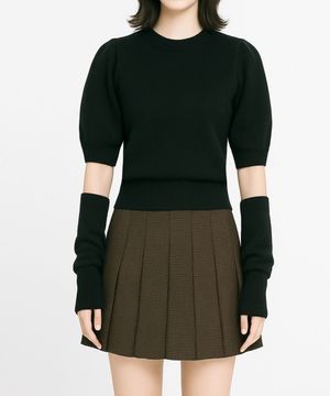 로렌 앙고라 니트&워머 세트_블랙