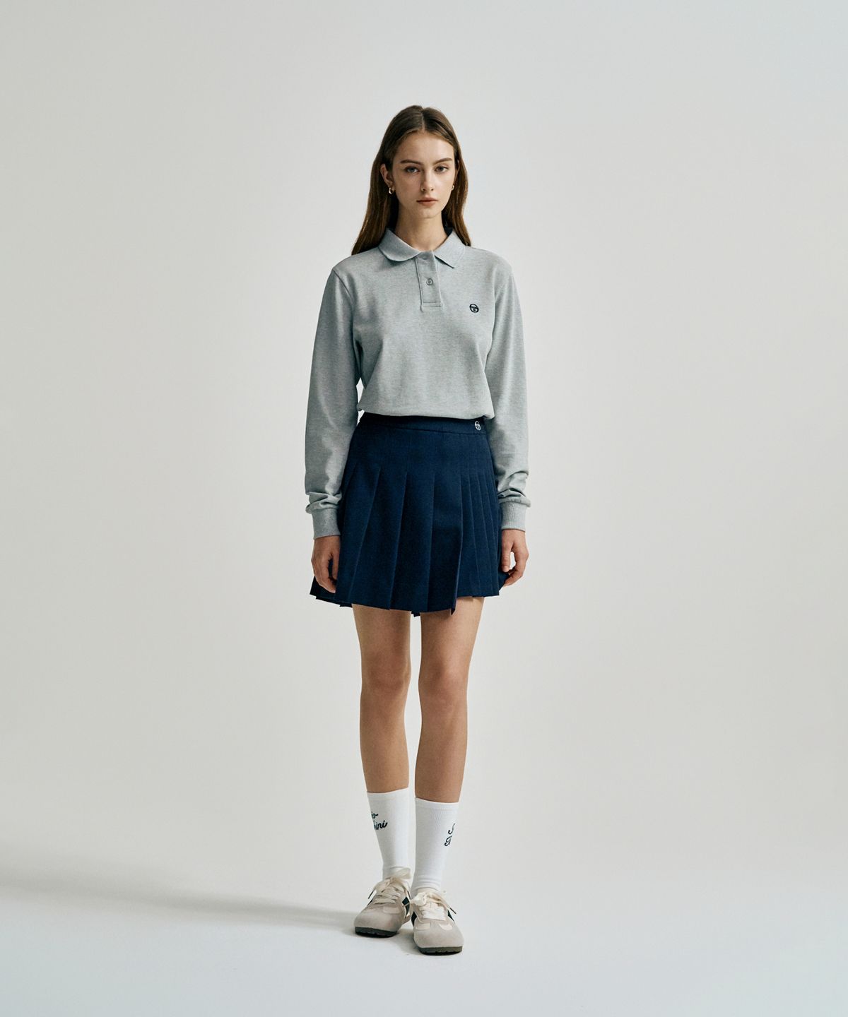 세르지오 타키니(SERGIO TACCHINI) W TR 언발란스 플리츠 스커트 (Navy)