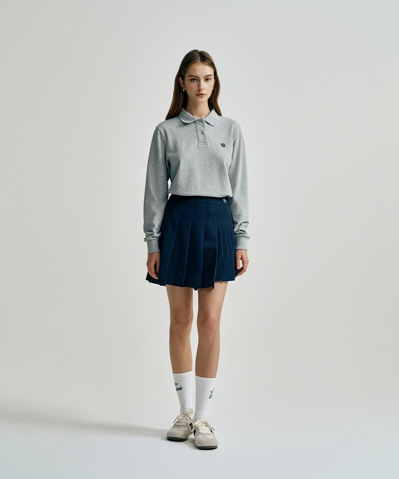 W TR 언발란스 플리츠 스커트 (Navy)
