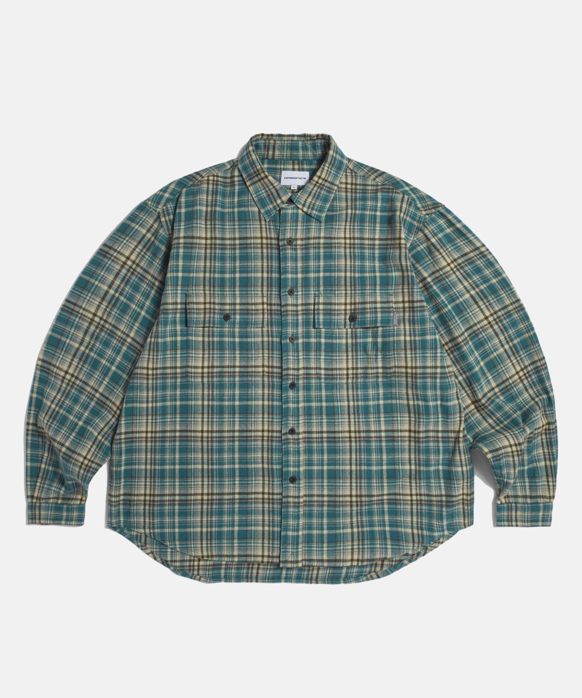 에스피오나지(ESPIONAGE) Vintage Plaid Work Shirt Blue
