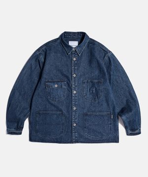 Denim Coverall Shirt Jacket Mid Indigo