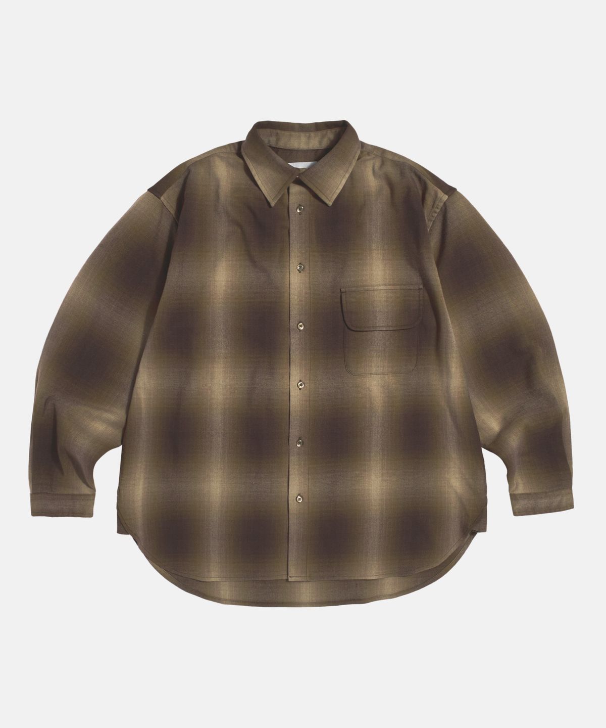 에스피오나지(ESPIONAGE) Viscose Plaid Flap Pocket Shirt Ombre Brown