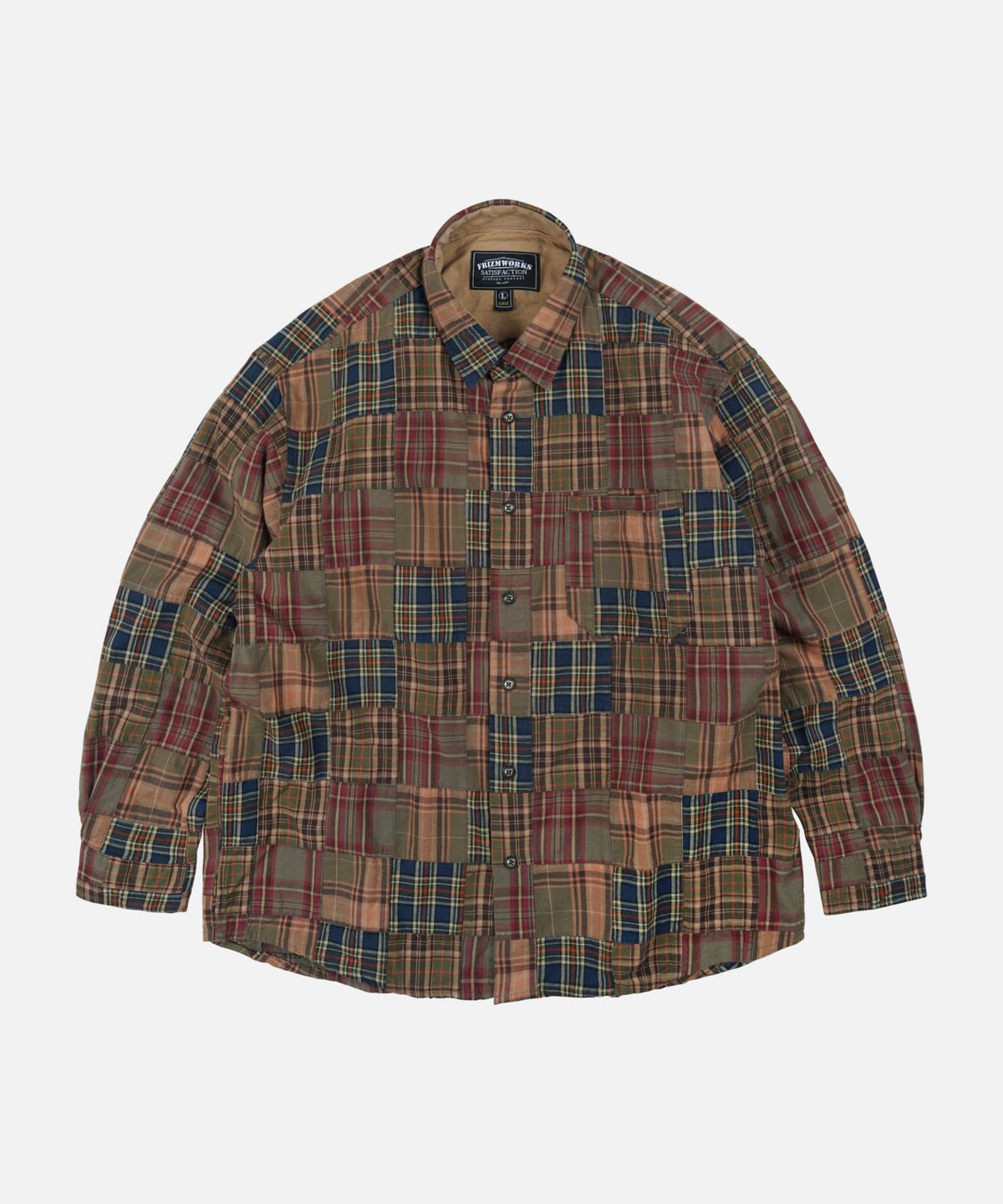 프리즘웍스(FRIZMWORKS) MADRAS PATCHWORK RELAXED SHIRT _ BROWNIE