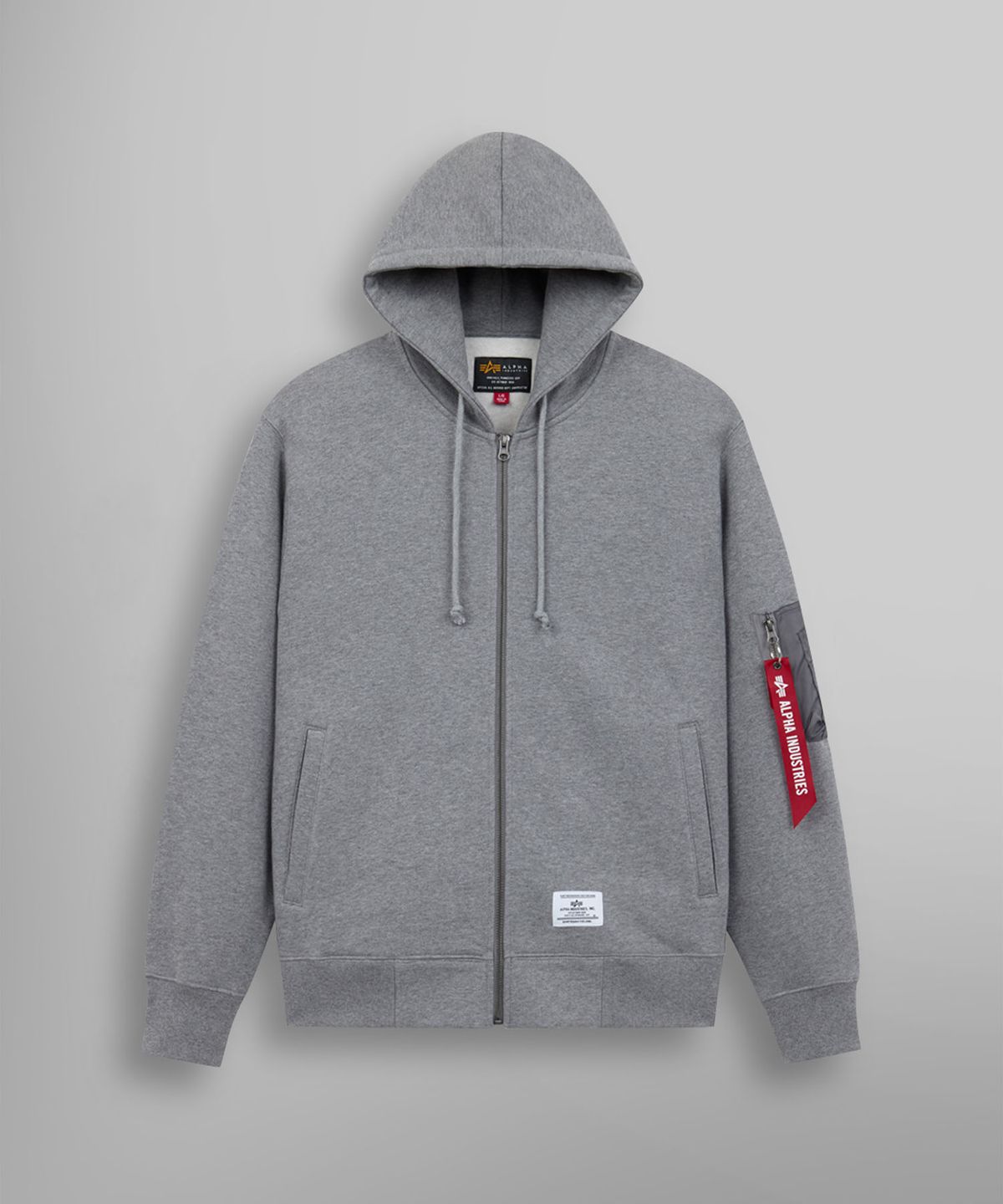 알파 인더스트리(ALPHA INDUSTRIES) 유틸리티 포켓 풀집 릴렉스 핏 스웻셔츠 미디엄 차콜 헤더