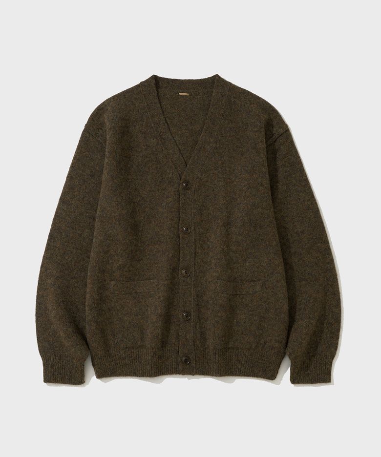 SHAGGY DOG REVERSE SEAM CARDIGAN (BROWN)
