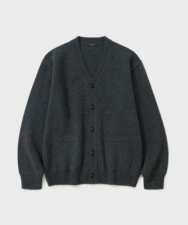 SHAGGY DOG REVERSE SEAM CARDIGAN (CHARCOAL)