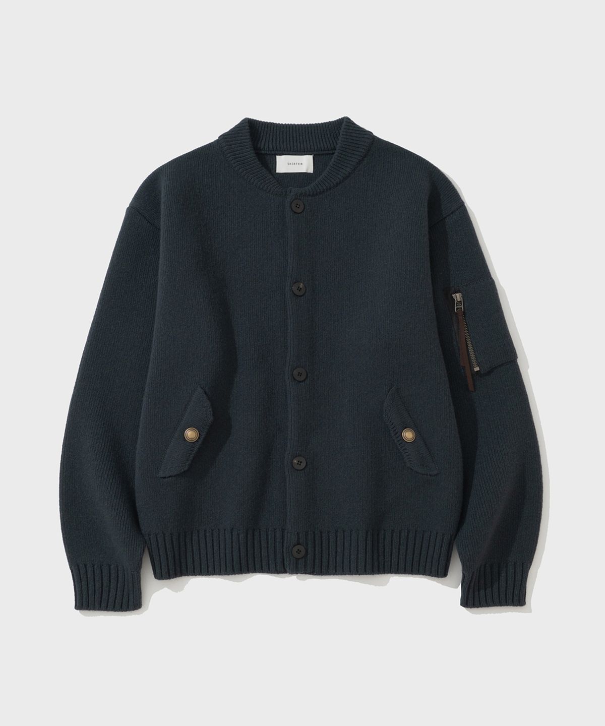 셔터(SHIRTER) CHUNKY YARN HEAVY CARDIGAN (STEEL NAVY)