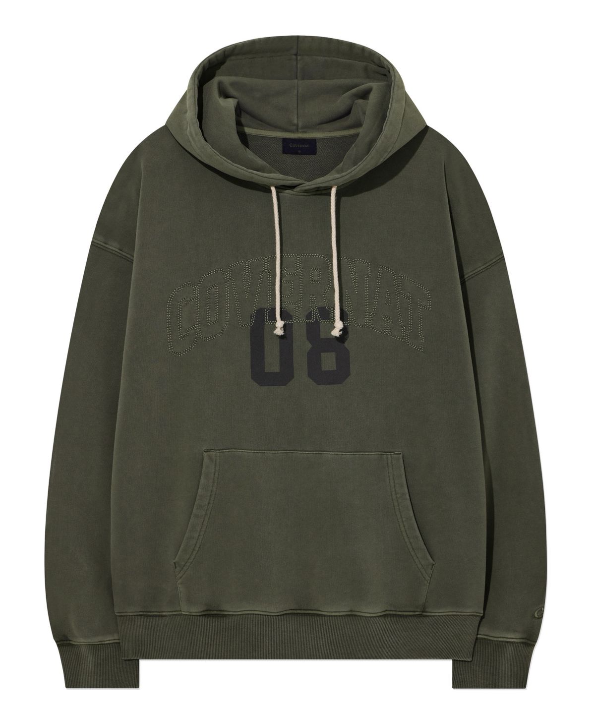 커버낫(COVERNAT) 아치로고 피그먼트 그래픽 후디 Khaki Gray