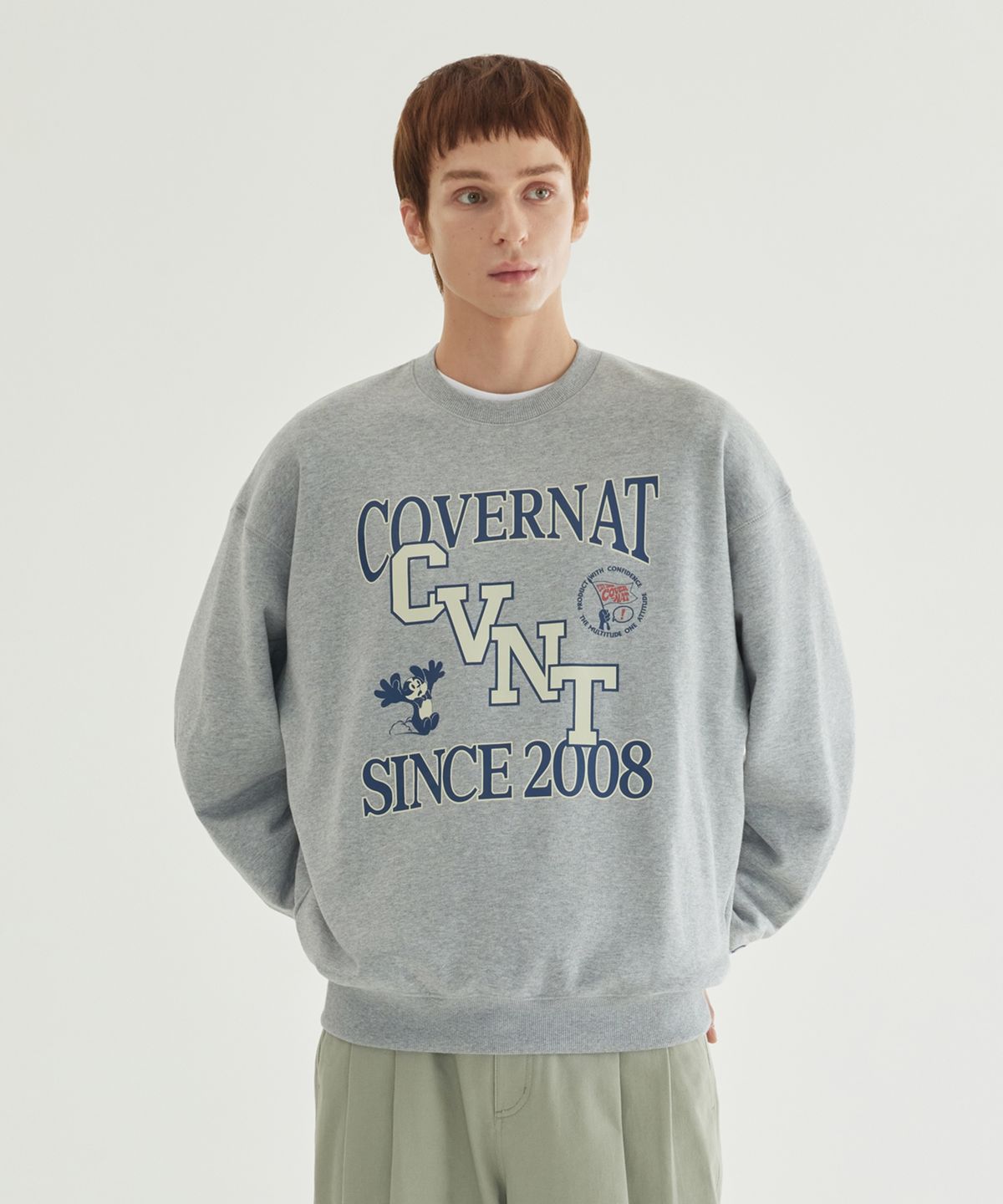 커버낫(COVERNAT) CVNT 그래픽 맨투맨 Melange Gray