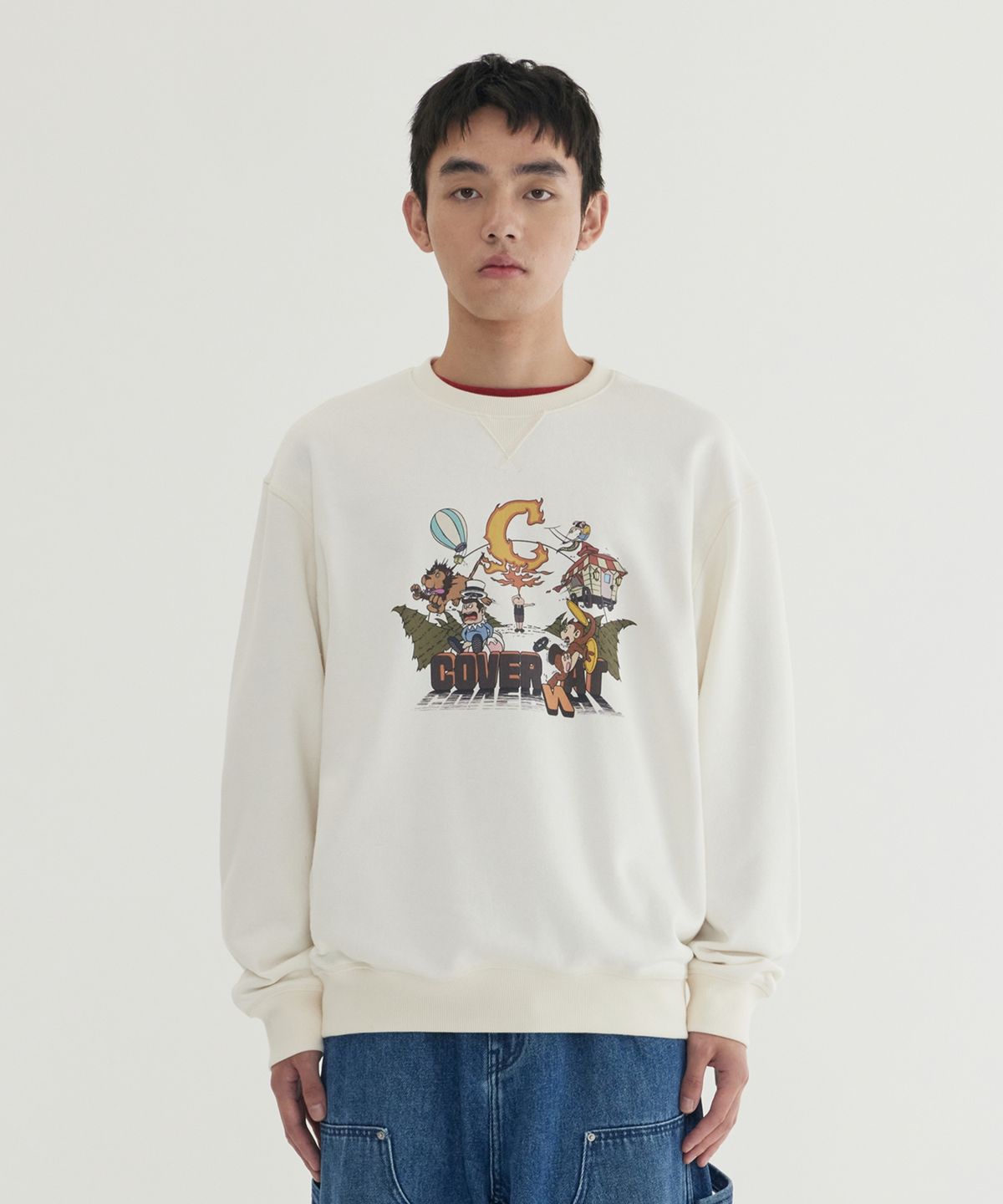 커버낫(COVERNAT) 서커스 그래픽 맨투맨 Off White