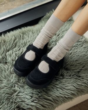 로미타 스웨이드 플랫폼 벨크로 메리제인 블랙 FLOTFA3W52