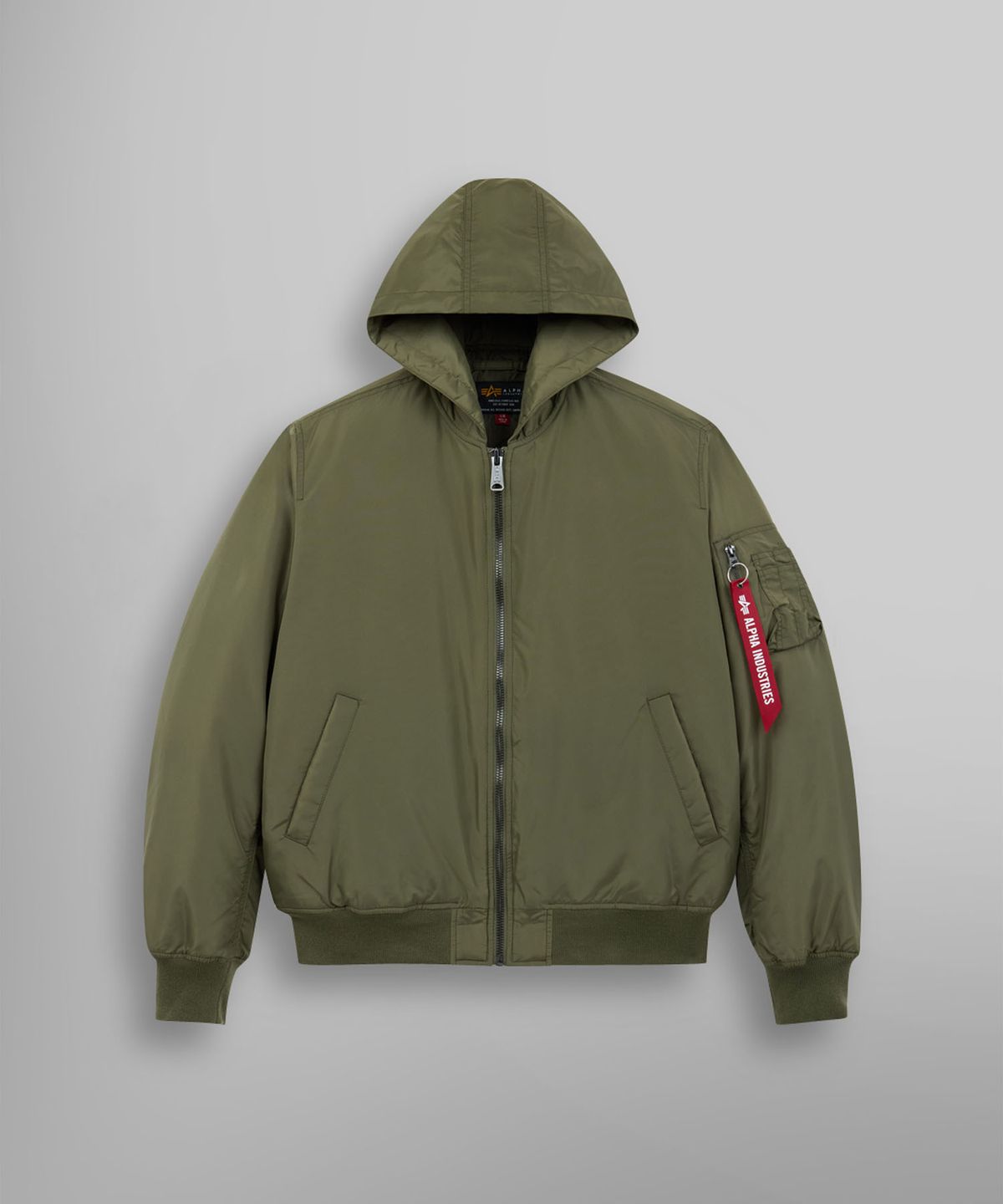 알파 인더스트리(ALPHA INDUSTRIES) MA-1 후디드 옥스포드 플라이트 자켓 OG-107 그린