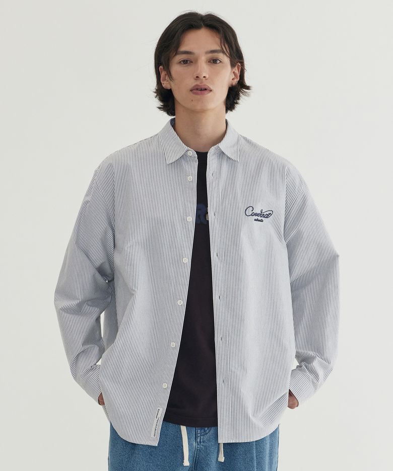 옥스포드 스트라이프 그래픽셔츠 Gray