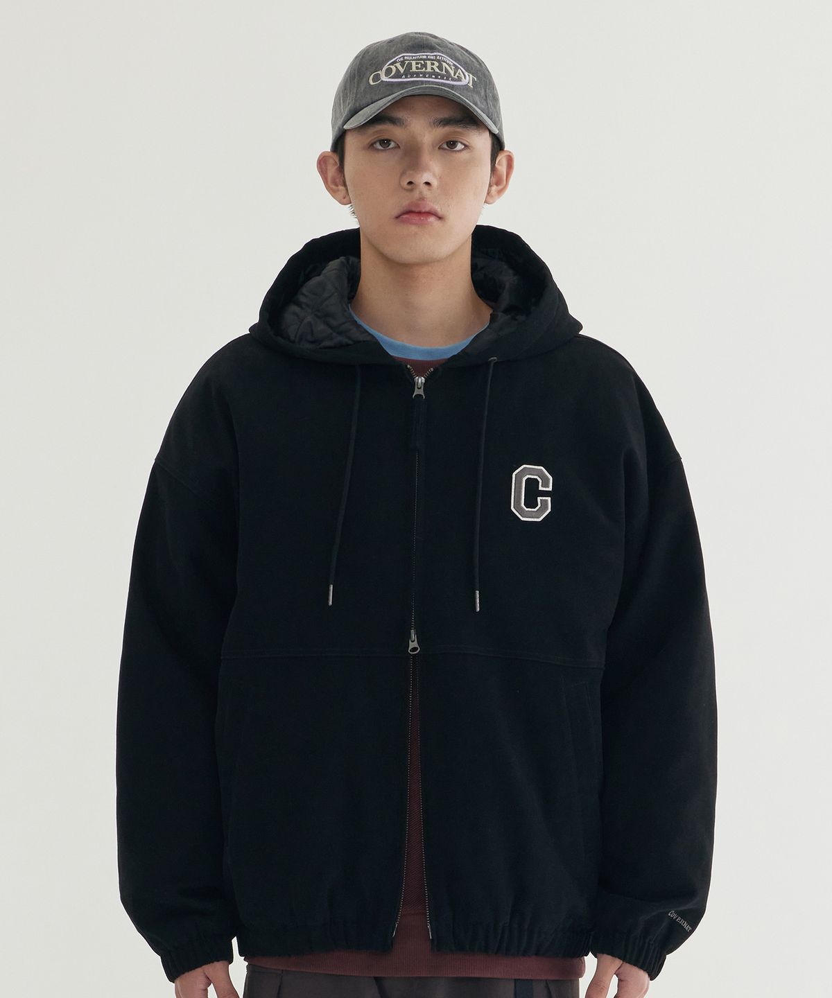 커버낫(COVERNAT) C 로고 헤비 옥스포드 자켓 Black
