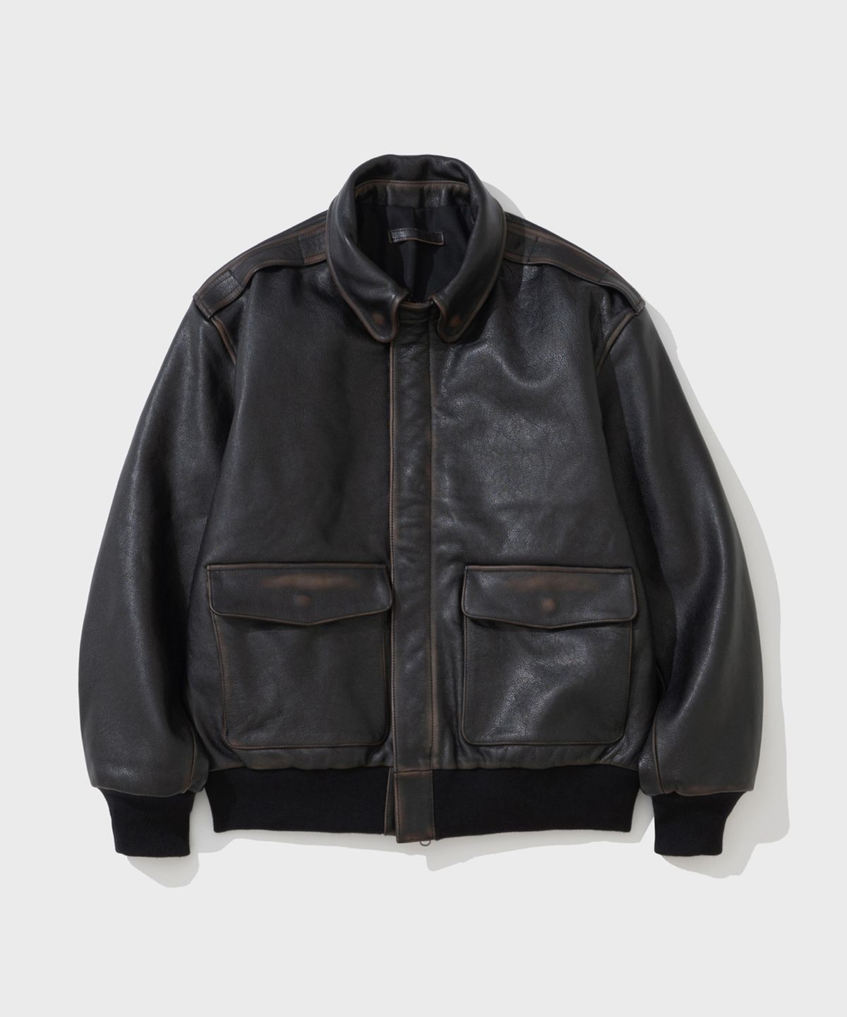 셔터(SHIRTER) A2 LEATHER JUMPER (BLACK)