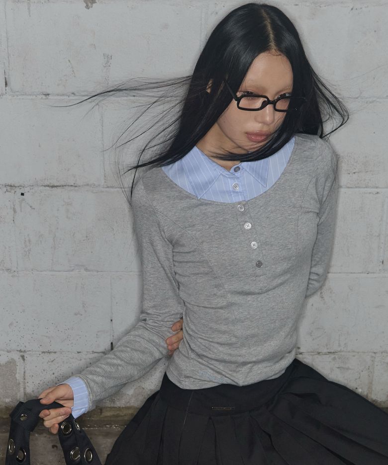 셔츠 레이어드 롱슬리브 (GRAY) F25ZB023