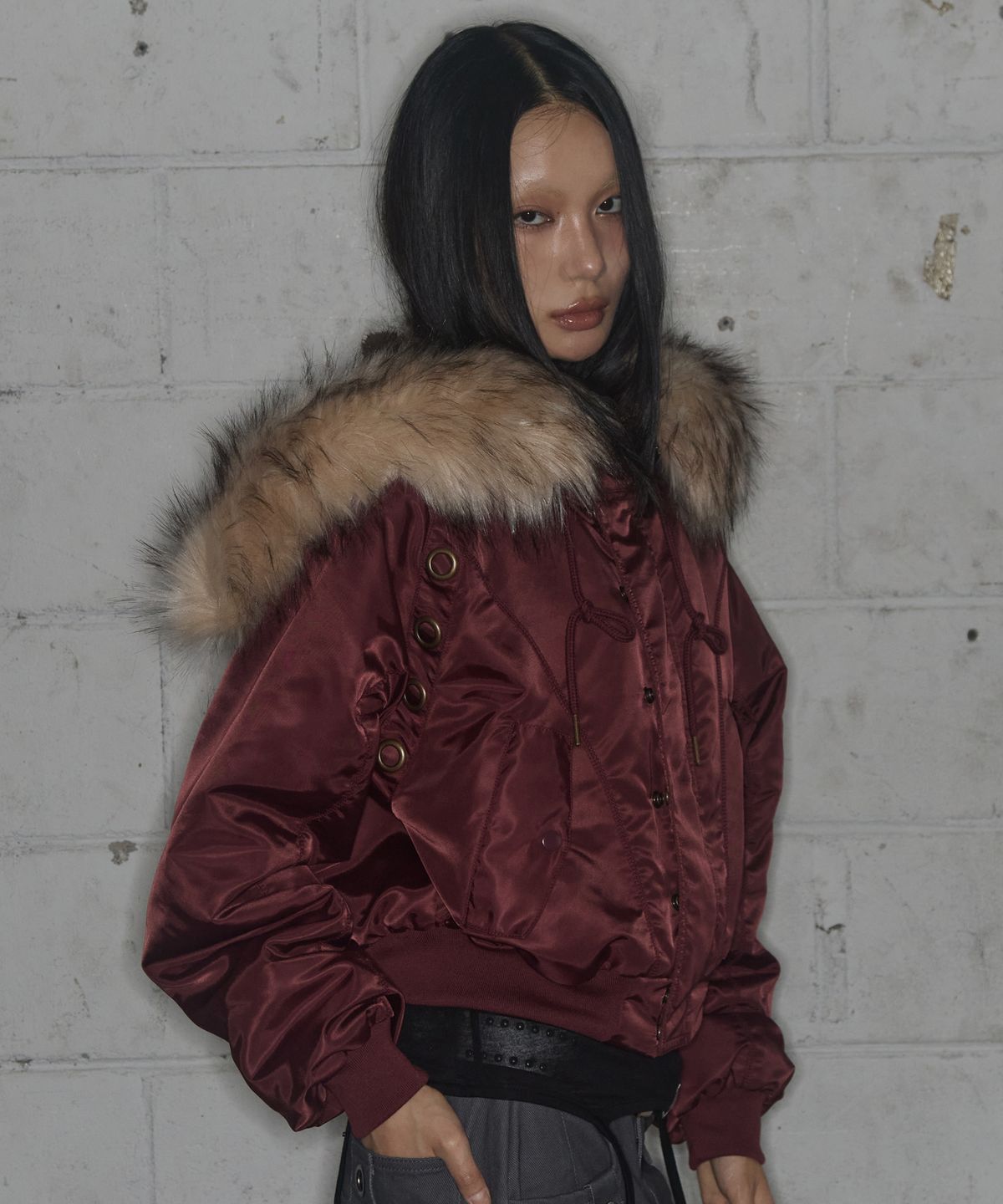 팬시클럽(FANCY CLUB) 아일렛 퍼 MA-1 (BURGUNDY) F25ZA003