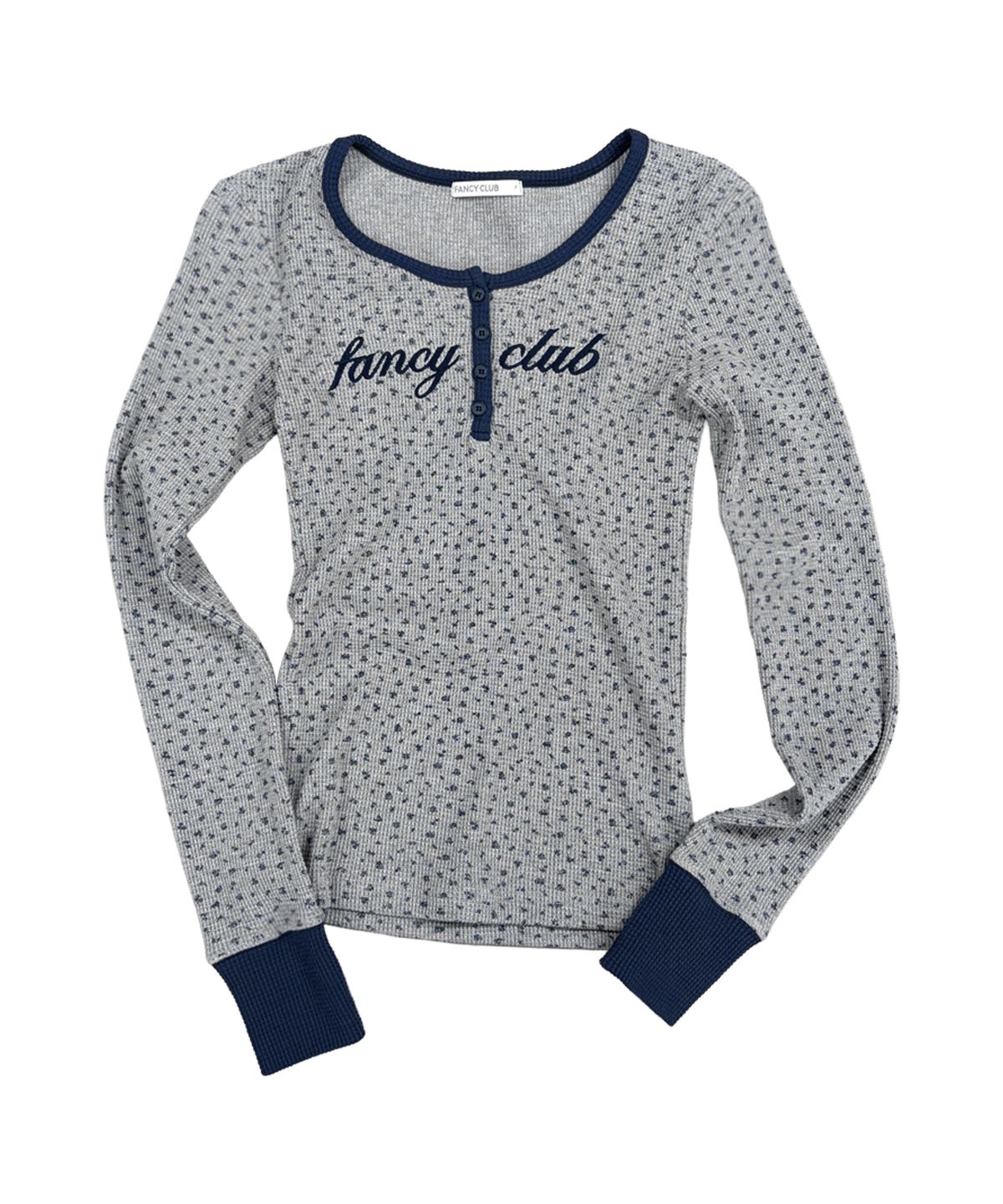 팬시클럽(FANCY CLUB) 헨리넥 와플 롱슬리브 (FLOWER) F26QB046