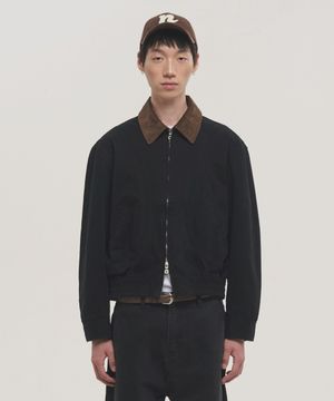 빈티지 다잉 페이디드 워크 자켓 - 블랙