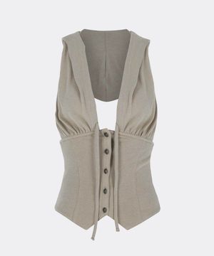 Classic Sleeveless Hoodie Beige