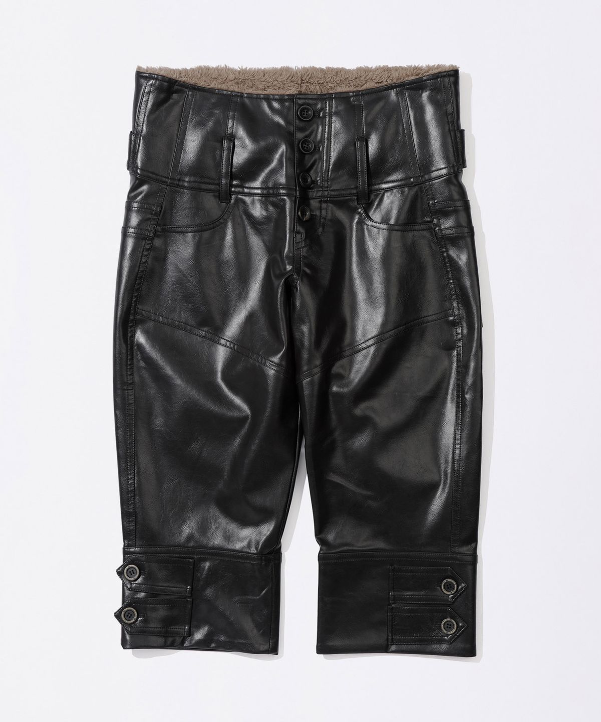 스컬프터(SCULPTOR) Capri Faux Leather Pants Black