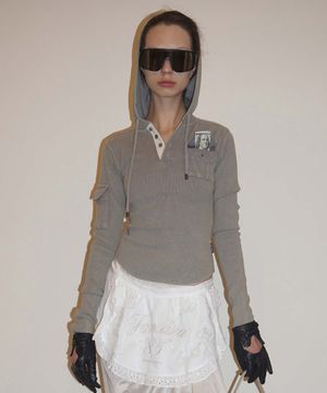 Washed Pocket Hoodie Gray