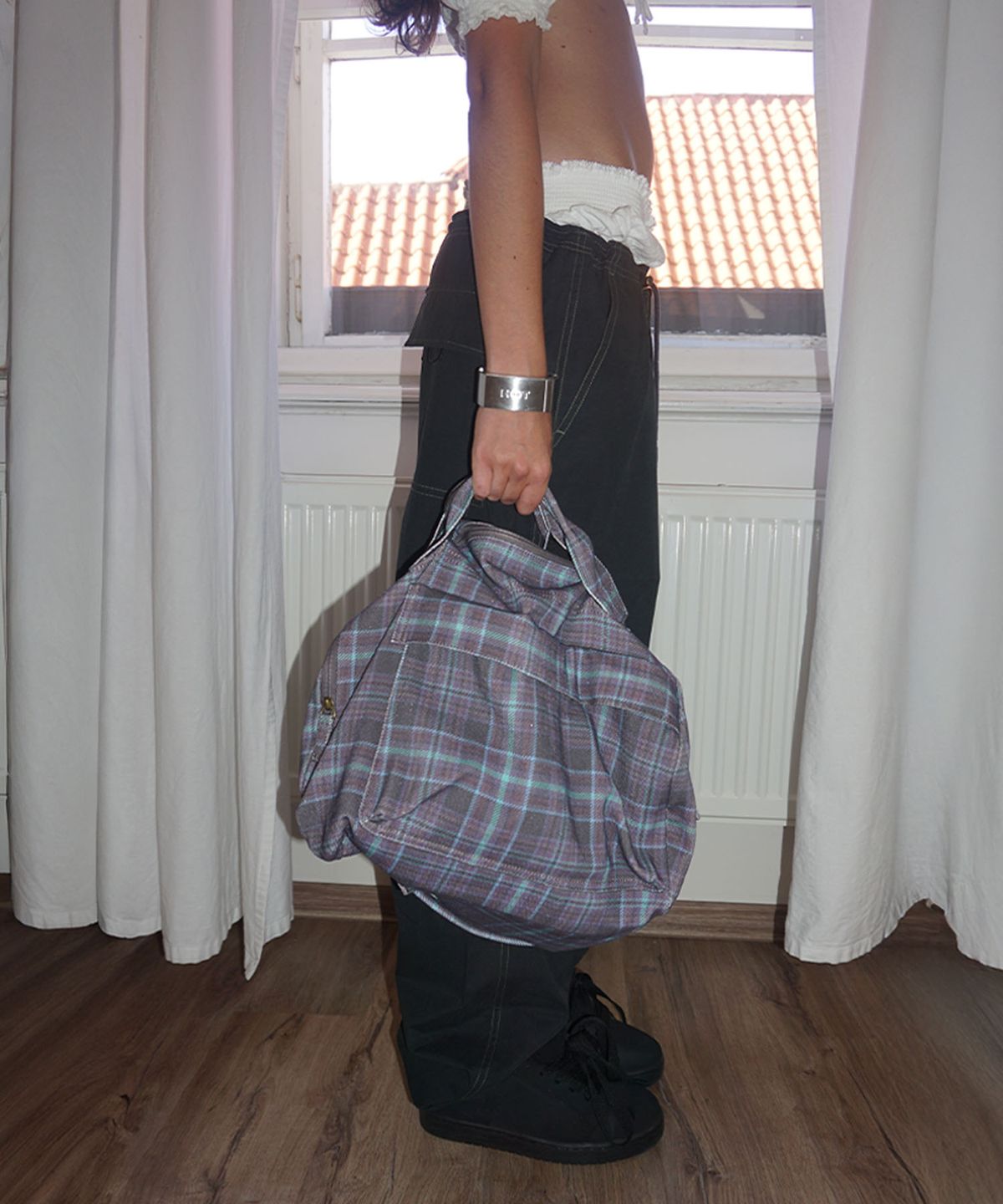 스컬프터(SCULPTOR) Three-Way Twill Bag Purple Check