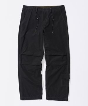 String Parachute Pants Washed Black