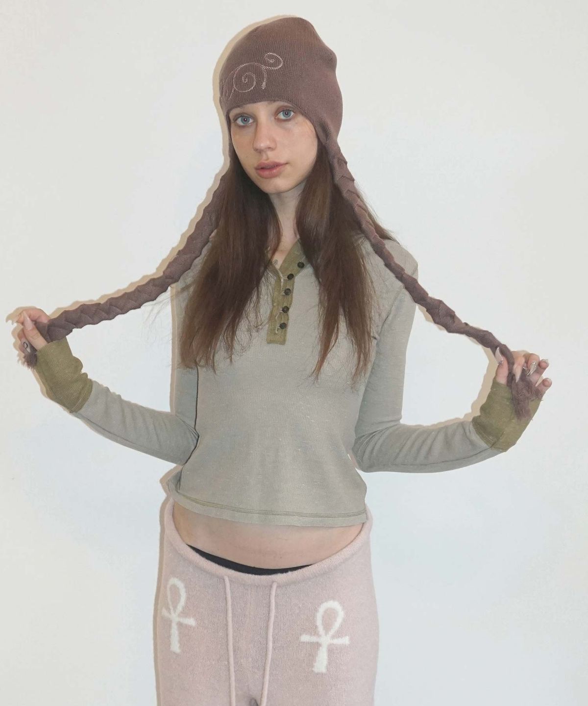 스컬프터(SCULPTOR) Heather Hoodie Tee Beige
