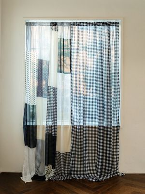 레트로 패턴 쉬폰 방문 가리개 커튼 2size 14colors