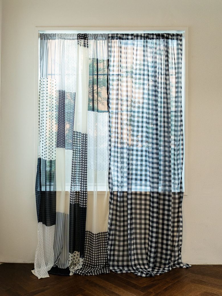 레트로 패턴 쉬폰 방문 가리개 커튼 2size 14colors