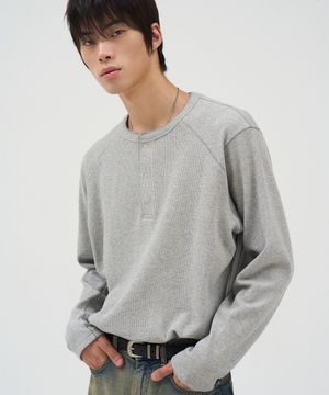 스티치 와플 헨리넥 GREY