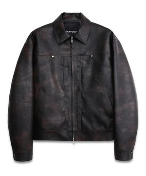 투톤 레더 트러커 자켓